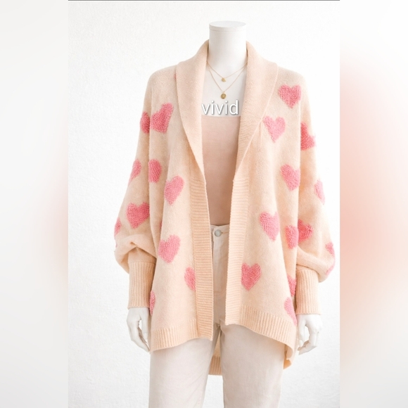 Anthroplogie X Textured Heart Knit Open Front Soft Luxe Cardigan Size Os NIP$240 - Picture 8 of 15